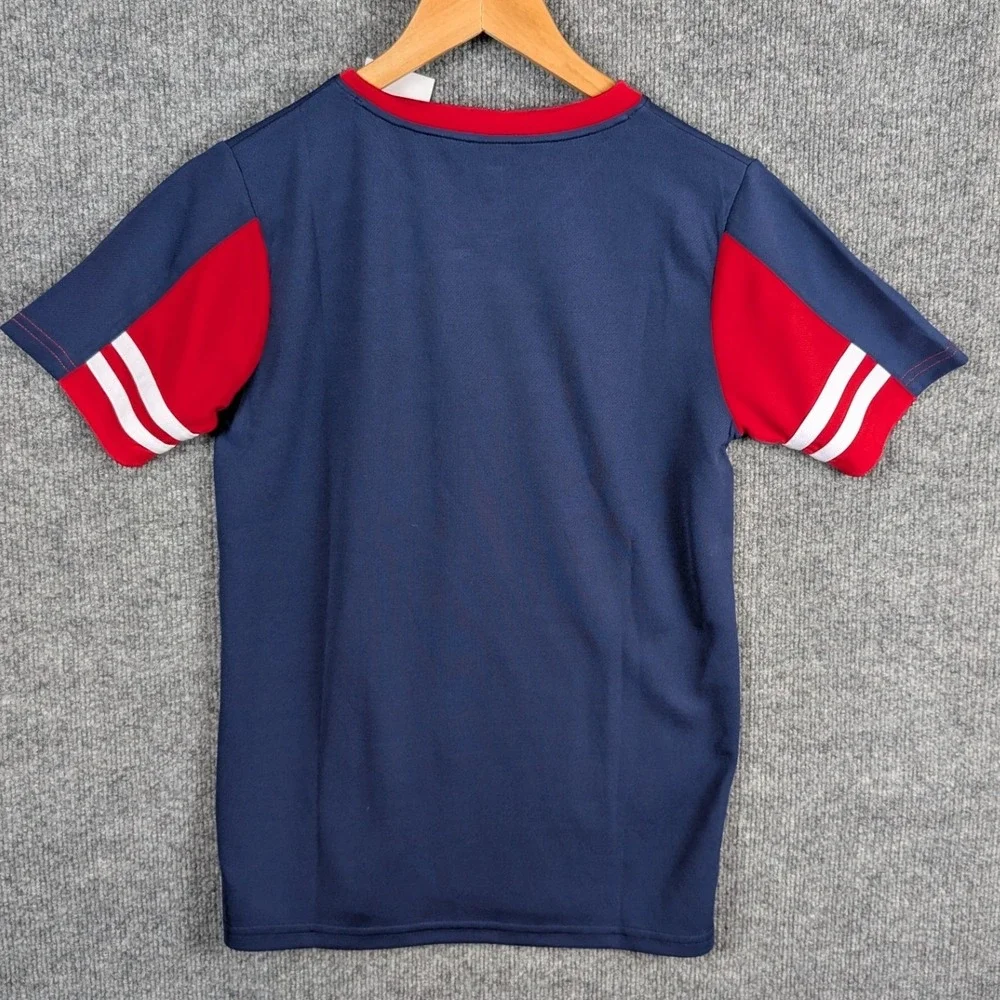 US Soccer Boys Jersey Navy Blue Red White V-Neck Shirt Size L 12-14 NEW